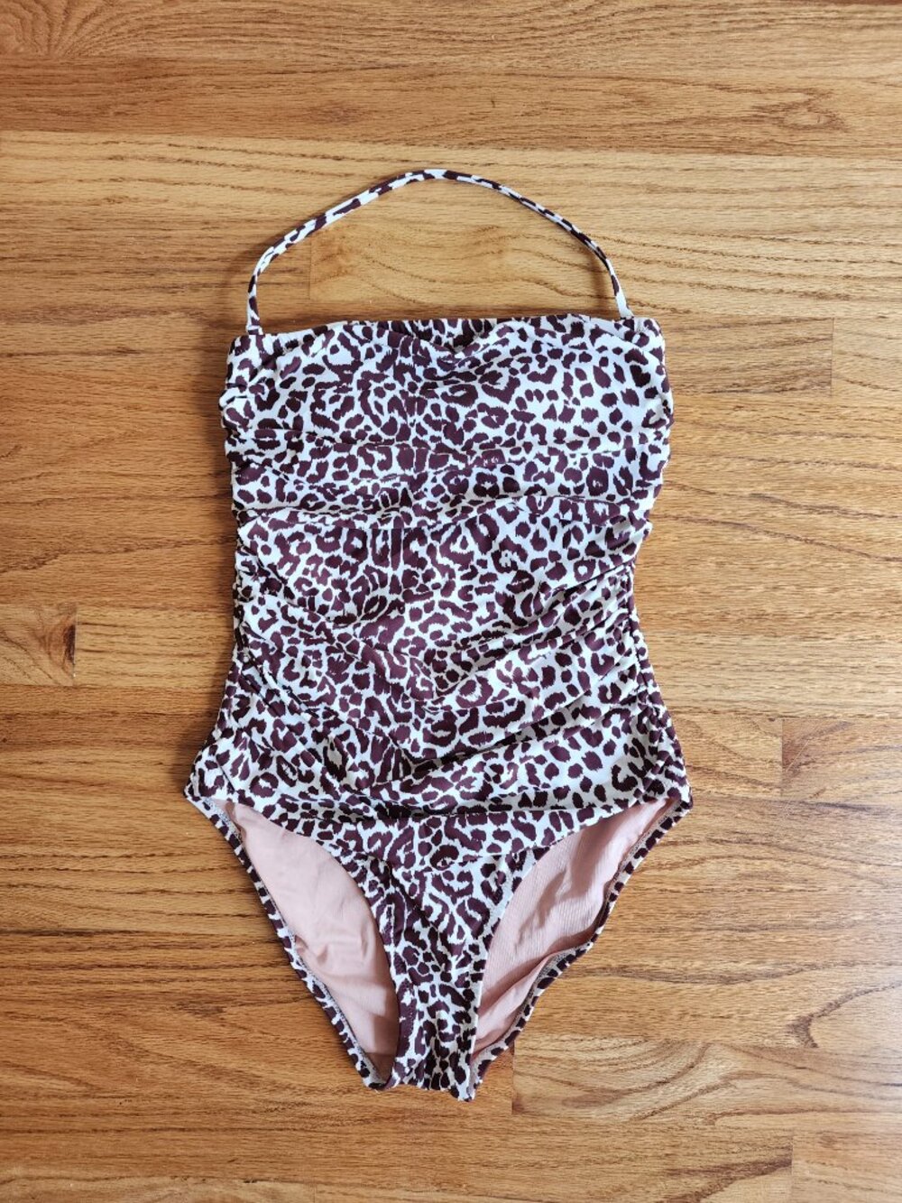(NWOT) J.Crew Gemma Ruched Bandeau One-Piece Swimsuit in classic leopard print!